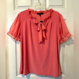NWOT Liz McCoy Ruffled Ciffon Neckline with Chiffon Tie and Chiffon Sleeves